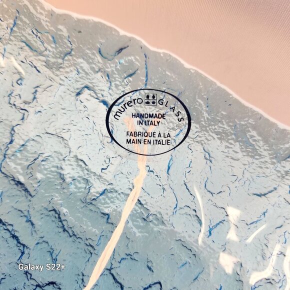 Murero Glass Empoli Italy Decorative Bowl Hand Blown Recycled glass Aqua Blue Te - Picture 3 of 11